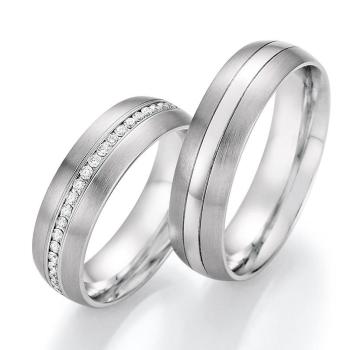 Nowotny-Collection Ruesch Trauringe Weissgold 02/51070-060 + 02/51080-060